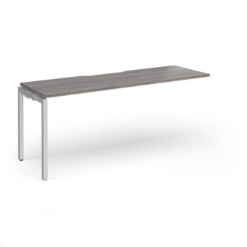Connex Goal-Post 1800 x 600 x 725mm Single Add On Bay - Silver Frame / Grey Oak Top - GCO186-AB-S-GO