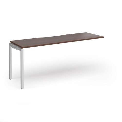 Connex Goal-Post 1800 x 600 x 725mm Single Add On Bay - Silver Frame / Walnut Top - GCO186-AB-S-W