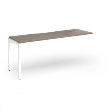 Connex Goal-Post 1800 x 600 x 725mm Single Add On Bay - White Frame / Nebraska Oak Top - GCO186-AB-WH-NO