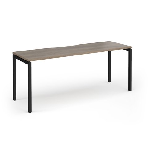 Connex Goal-Post 1800 x 600 x 725mm Single Desk - Black Frame / Nebraska Oak Top - GCO186-K-NO
