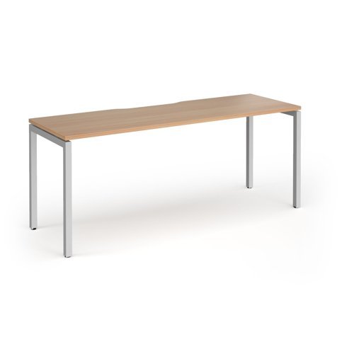Connex Goal-Post 1800 x 600 x 725mm Single Desk - Silver Frame / Beech Top - GCO186-S-B