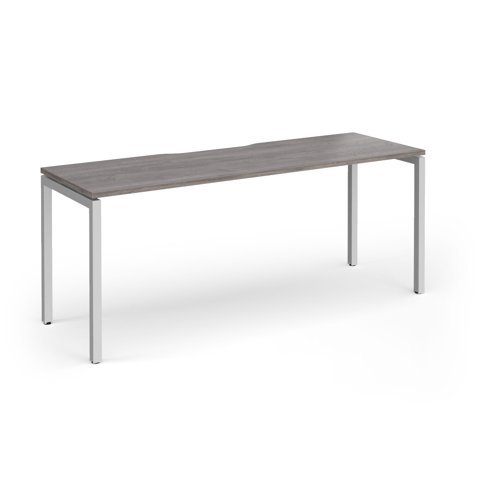 Connex Goal-Post 1800 x 600 x 725mm Single Desk - Silver Frame / Grey Oak Top - GCO186-S-GO
