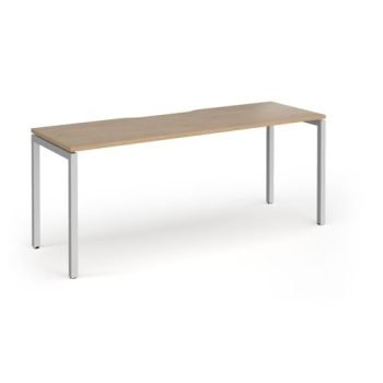Connex Goal-Post 1800 x 600 x 725mm Single Desk - Silver Frame / Kendal Oak Top - GCO186-S-KO