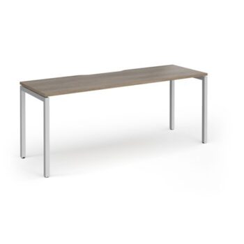 Connex Goal-Post 1800 x 600 x 725mm Single Desk - Silver Frame / Nebraska Oak Top - GCO186-S-NO