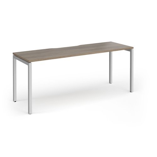 Connex Goal-Post 1800 x 600 x 725mm Single Desk - Silver Frame / Nebraska Oak Top - GCO186-S-NO