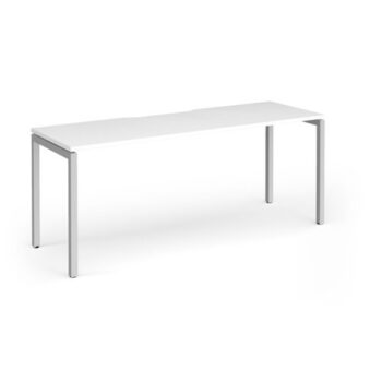 Connex Goal-Post 1800 x 600 x 725mm Single Desk - Silver Frame / White Top - GCO186-S-WH