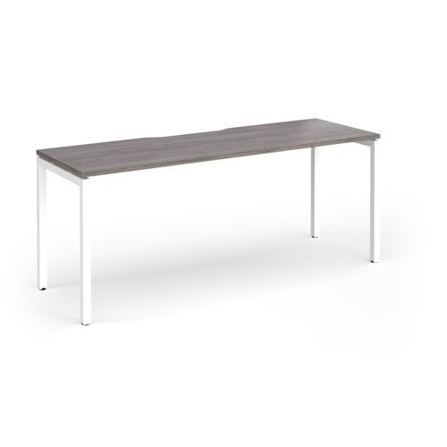 Connex Goal-Post 1800 x 600 x 725mm Single Desk - White Frame / Grey Oak Top - GCO186-WH-GO