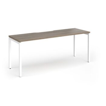 Connex Goal-Post 1800 x 600 x 725mm Single Desk - White Frame / Nebraska Oak Top - GCO186-WH-NO