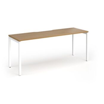 Connex Goal-Post 1800 x 600 x 725mm Single Desk - White Frame / Oak Top - GCO186-WH-O