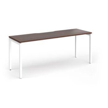 Connex Goal-Post 1800 x 600 x 725mm Single Desk - White Frame / Walnut Top - GCO186-WH-W