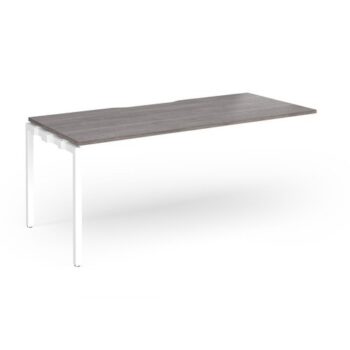 Connex Goal-Post 1800 X 800 x 725mm Single Add On Bay - White Frame / Grey Oak Top - GCO188-AB-WH-GO