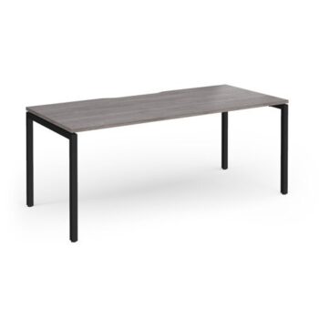 Connex Goal-Post 1800 X 800 x 725mm Single Desk - Black Frame / Grey Oak Top - GCO188-K-GO