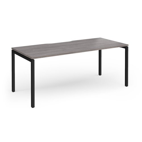 Connex Goal-Post 1800 X 800 x 725mm Single Desk - Black Frame / Grey Oak Top - GCO188-K-GO