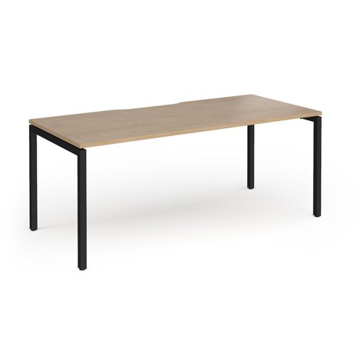 Connex Goal-Post 1800 X 800 x 725mm Single Desk - Black Frame / Kendal Oak Top - GCO188-K-KO