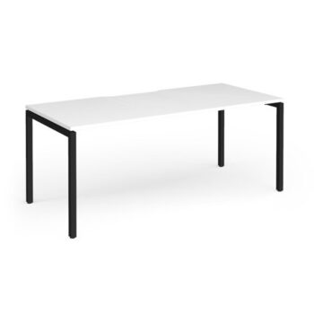 Connex Goal-Post 1800 X 800 x 725mm Single Desk - Black Frame / White Top - GCO188-K-WH