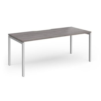 Connex Goal-Post 1800 X 800 x 725mm Single Desk - Silver Frame / Grey Oak Top - GCO188-S-GO