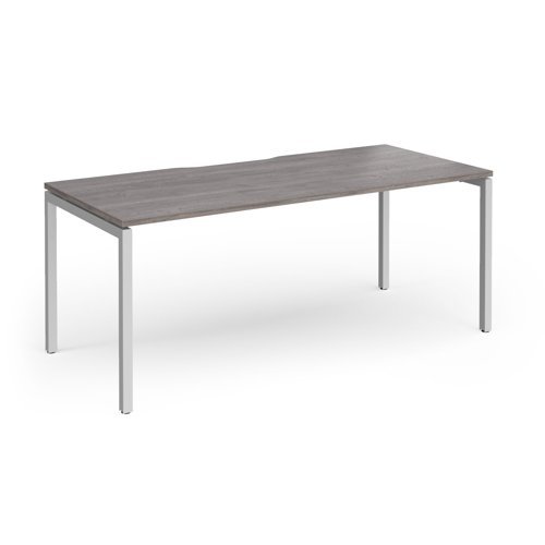 Connex Goal-Post 1800 X 800 x 725mm Single Desk - Silver Frame / Grey Oak Top - GCO188-S-GO