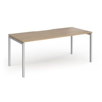 Connex Goal-Post 1800 X 800 x 725mm Single Desk - Silver Frame / Kendal Oak Top - GCO188-S-KO