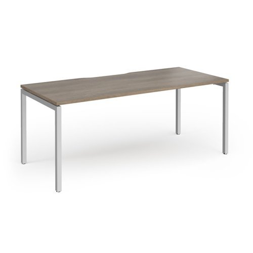 Connex Goal-Post 1800 X 800 x 725mm Single Desk - Silver Frame / Nebraska Oak Top - GCO188-S-NO