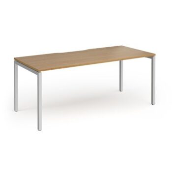 Connex Goal-Post 1800 X 800 x 725mm Single Desk - Silver Frame / Oak Top - GCO188-S-O