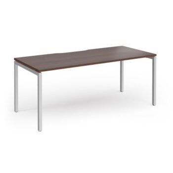 Connex Goal-Post 1800 X 800 x 725mm Single Desk - Silver Frame / Walnut Top - GCO188-S-W