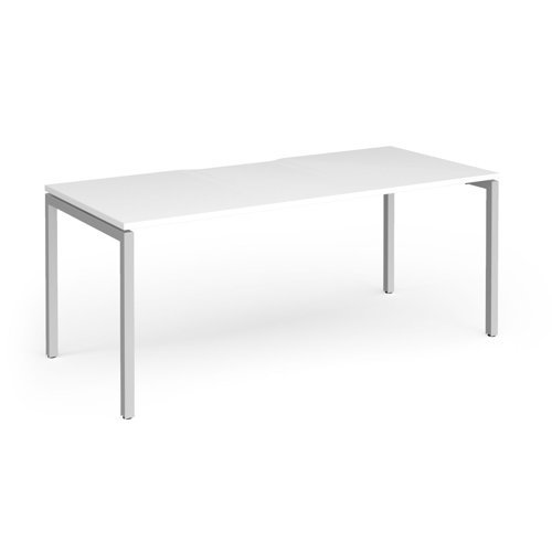 Connex Goal-Post 1800 X 800 x 725mm Single Desk - Silver Frame / White Top - GCO188-S-WH