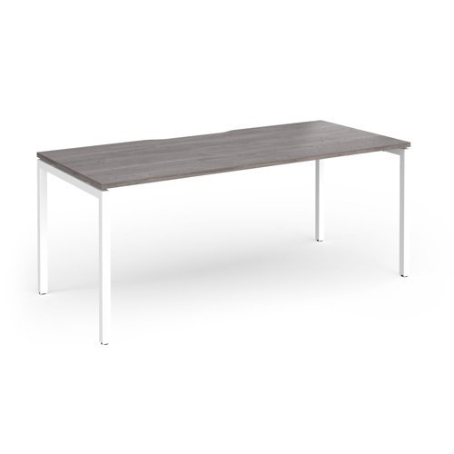 Connex Goal-Post 1800 X 800 x 725mm Single Desk - White Frame / Grey Oak Top - GCO188-WH-GO