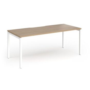 Connex Goal-Post 1800 X 800 x 725mm Single Desk - White Frame / Kendal Oak Top - GCO188-WH-KO