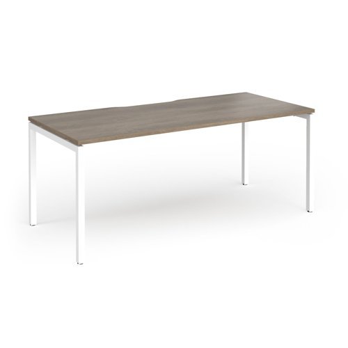 Connex Goal-Post 1800 X 800 x 725mm Single Desk - White Frame / Nebraska Oak Top - GCO188-WH-NO