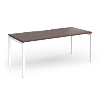 Connex Goal-Post 1800 X 800 x 725mm Single Desk - White Frame / Walnut Top - GCO188-WH-W