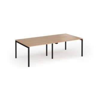 Connex Goal-Post 2400 x 1200 x 725mm Back to Back Desk ( 4 x 1200mm ) - Black Frame / Beech Top - GCO2412-K-B