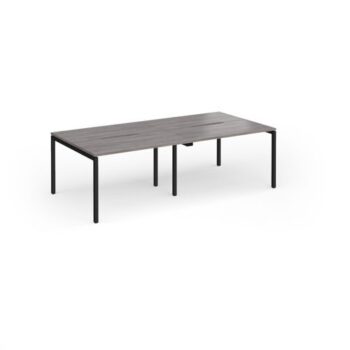 Connex Goal-Post 2400 x 1200 x 725mm Back to Back Desk ( 4 x 1200mm ) - Black Frame / Grey Oak Top - GCO2412-K-GO