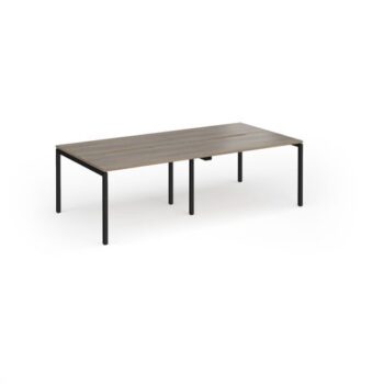 Connex Goal-Post 2400 x 1200 x 725mm Back to Back Desk ( 4 x 1200mm ) - Black Frame / Nebraska Oak Top - GCO2412-K-NO