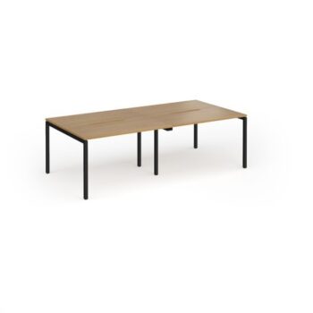 Connex Goal-Post 2400 x 1200 x 725mm Back to Back Desk ( 4 x 1200mm ) - Black Frame / Oak Top - GCO2412-K-O
