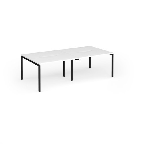 Connex Goal-Post 2400 x 1200 x 725mm Back to Back Desk ( 4 x 1200mm ) - Black Frame / White Top - GCO2412-K-WH