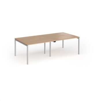 Connex Goal-Post 2400 x 1200 x 725mm Back to Back Desk ( 4 x 1200mm ) - Silver Frame / Beech Top - GCO2412-S-B