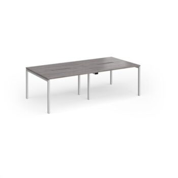 Connex Goal-Post 2400 x 1200 x 725mm Back to Back Desk ( 4 x 1200mm ) - Silver Frame / Grey Oak Top - GCO2412-S-GO