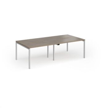 Connex Goal-Post 2400 x 1200 x 725mm Back to Back Desk ( 4 x 1200mm ) - Silver Frame / Nebraska Oak Top - GCO2412-S-NO