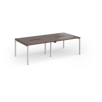 Connex Goal-Post 2400 x 1200 x 725mm Back to Back Desk ( 4 x 1200mm ) - Silver Frame / Walnut Top - GCO2412-S-W