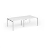 Connex Goal-Post 2400 x 1200 x 725mm Back to Back Desk ( 4 x 1200mm ) - Silver Frame / White Top - GCO2412-S-WH