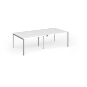 Connex Goal-Post 2400 x 1200 x 725mm Back to Back Desk ( 4 x 1200mm ) - Silver Frame / White Top - GCO2412-S-WH