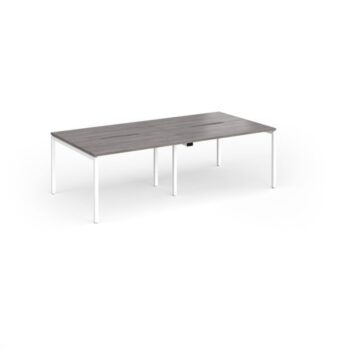 Connex Goal-Post 2400 x 1200 x 725mm Back to Back Desk ( 4 x 1200mm ) - White Frame / Grey Oak Top - GCO2412-WH-GO