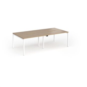 Connex Goal-Post 2400 x 1200 x 725mm Back to Back Desk ( 4 x 1200mm ) - White Frame / Kendal Oak Top - GCO2412-WH-KO
