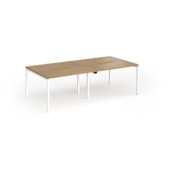 Connex Goal-Post 2400 x 1200 x 725mm Back to Back Desk ( 4 x 1200mm ) - White Frame / Oak Top - GCO2412-WH-O