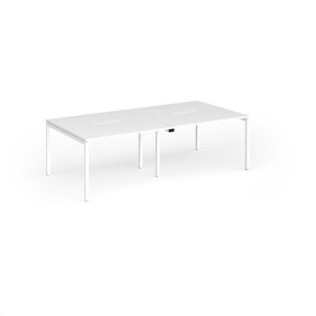 Connex Goal-Post 2400 x 1200 x 725mm Back to Back Desk ( 4 x 1200mm ) - White Frame / White Top - GCO2412-WH-WH