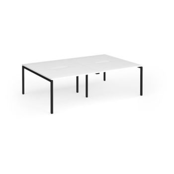 Connex Goal-Post 2400 x 1600 x 725mm Back to Back Desk ( 4 x 1200mm ) - Black Frame / White Top - GCO2416-K-WH