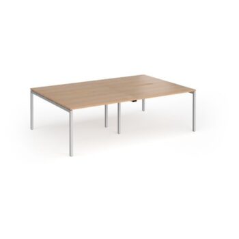 Connex Goal-Post 2400 x 1600 x 725mm Back to Back Desk ( 4 x 1200mm ) - Silver Frame / Beech Top - GCO2416-S-B