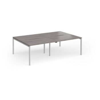 Connex Goal-Post 2400 x 1600 x 725mm Back to Back Desk ( 4 x 1200mm ) - Silver Frame / Grey Oak Top - GCO2416-S-GO