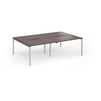 Connex Goal-Post 2400 x 1600 x 725mm Back to Back Desk ( 4 x 1200mm ) - Silver Frame / Walnut Top - GCO2416-S-W