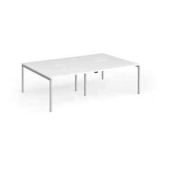 Connex Goal-Post 2400 x 1600 x 725mm Back to Back Desk ( 4 x 1200mm ) - Silver Frame / White Top - GCO2416-S-WH